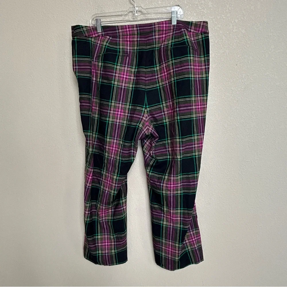 J.Crew Kate Pink Stewart Tartan Plaid Wool Blend Pants Women’s Size 20 Straight - Picture 5 of 9